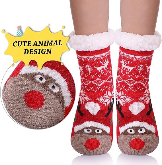 Medias Pantuflas Hogareñas Ultra Gruesas con Diseño de Animalitos