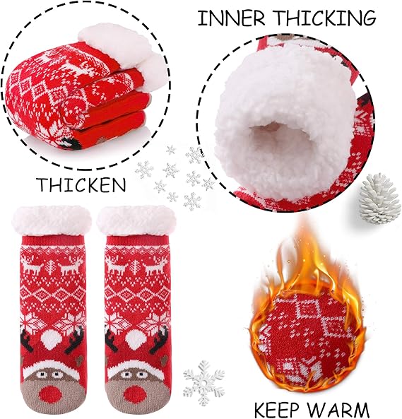 Medias Pantuflas Hogareñas Ultra Gruesas con Diseño de Animalitos