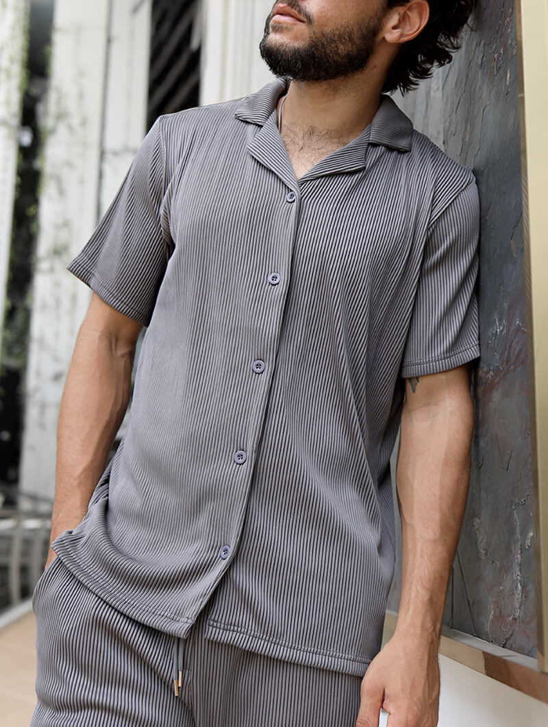 Camisa Acanalada Bailey - Gris